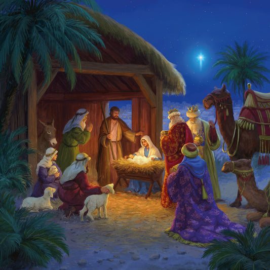 Welsh Bilingual Christmas Cards - Stable Scene (pack of 10)