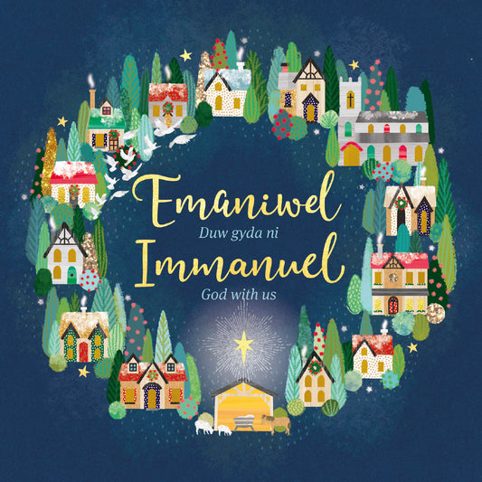 Welsh Bilingual Christmas Cards - Immanuel/Town (pack of 10)