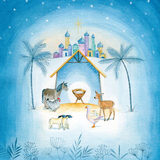 Welsh Bilingual Christmas Cards - Around The Manger (pack of 10)