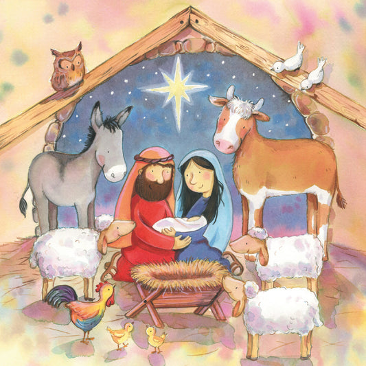 Welsh Bilingual Christmas Cards - In The Stable (pack of 10)