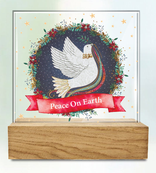 Peace On Earth Glass Plaque