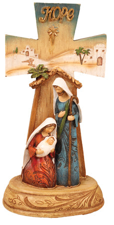Resin Nativity Cross - 9 inch