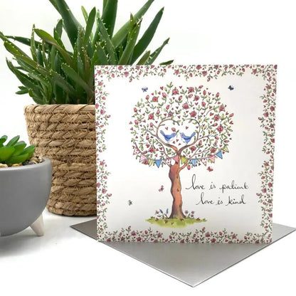 Love Is Patient Rose Tree Card - The Christian Gift Company