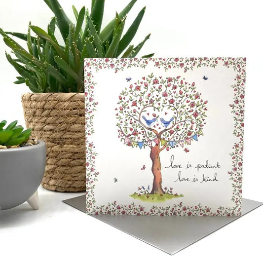 Love Is Patient Rose Tree Card - The Christian Gift Company