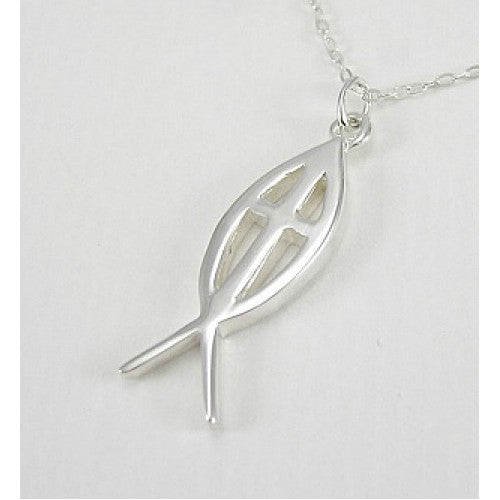 Fish with Cross Silver Necklace - The Christian Gift Company