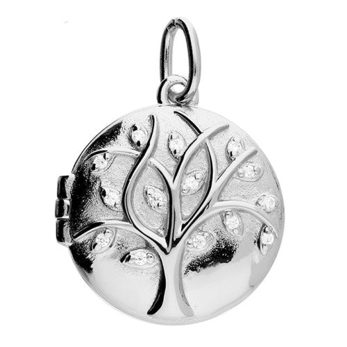 Tree of Life Silver Locket With Cubic Zirconia - The Christian Gift Company
