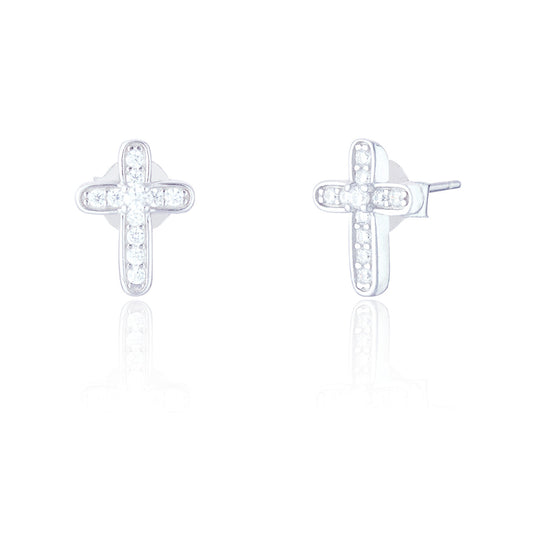 Cross Stud Earrings with CZ - The Christian Gift Company