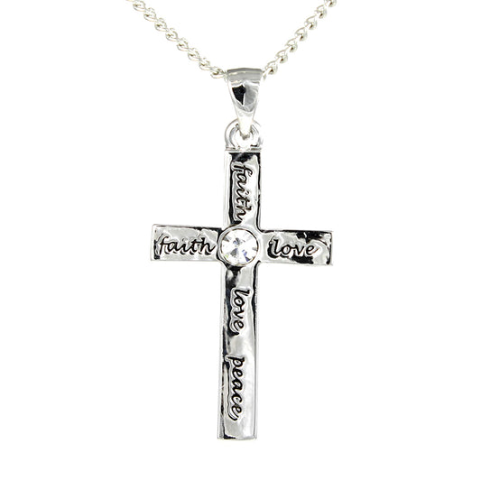 Cross Faith, Love & Peace Pendant Necklace - The Christian Gift Company