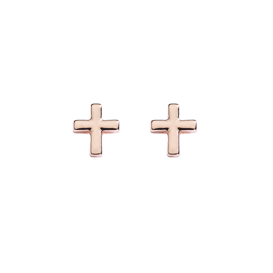 Cross Rose Gold Little Box Earrings - The Christian Gift Company