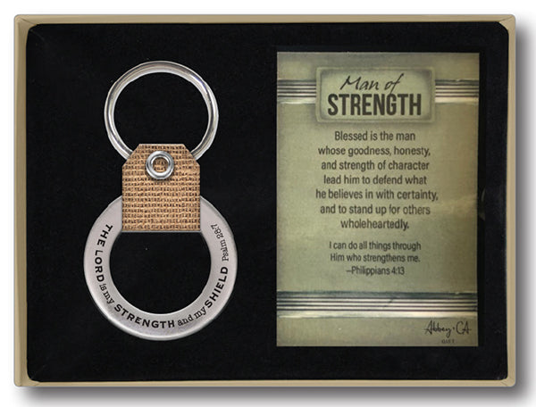 Burlap Key Ring/Man of Strength - The Christian Gift Company