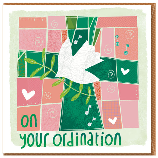 Ordination Green Cross Greetings Card - The Christian Gift Company
