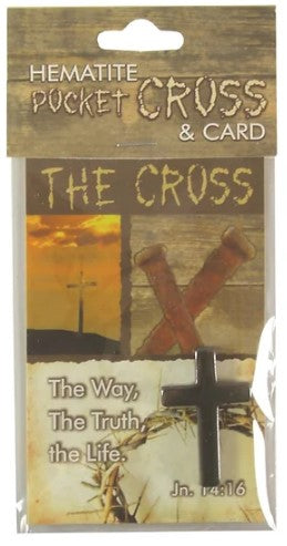 Hemetite Pocket Cross & Card - The Christian Gift Company