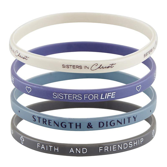 Silicone Bracelet – Sisters In Christ – 4 Pack - The Christian Gift Company
