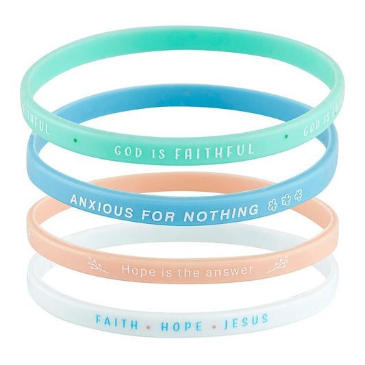 Silicone Bracelet – God Is Faithful – 4 Pack - The Christian Gift Company