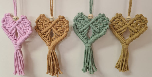 Set Of 4 Macrame Hearts - The Christian Gift Company