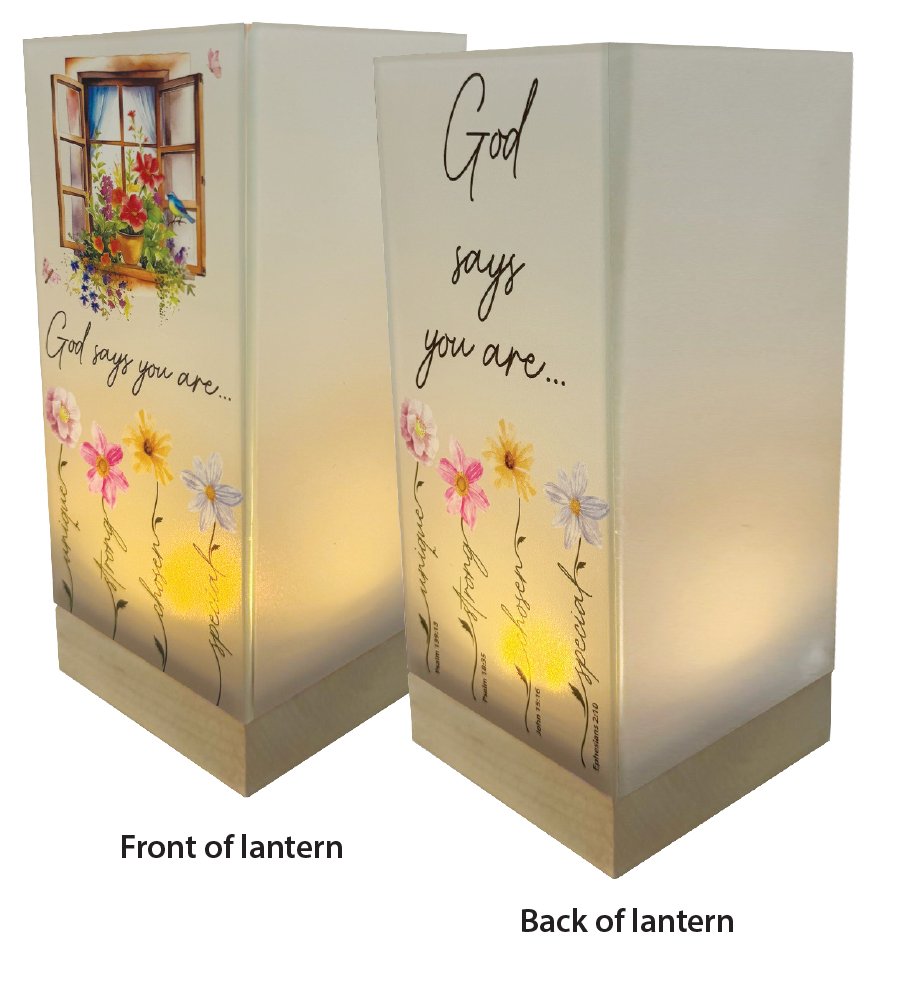 Glass Lantern - God Says You Are - The Christian Gift Company