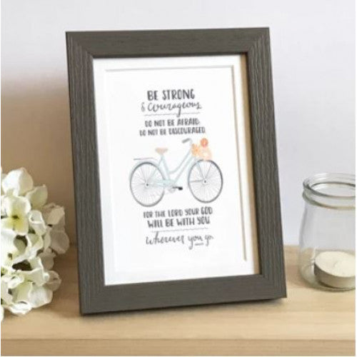 Framed Print Be Strong (Bicycle) - The Christian Gift Company