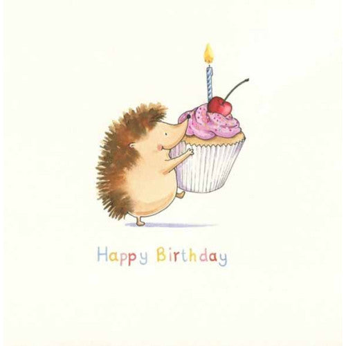 Happy Birthday Hedgehog And Cupcake Card - The Christian Gift Company