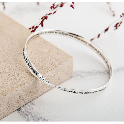 Love is Patient Sterling Silver Bangle - The Christian Gift Company