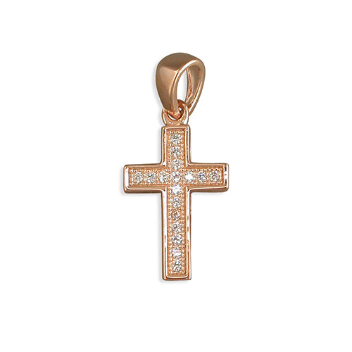 Small Rose Gold Plated Cross With Cubic Zirconia - The Christian Gift Company