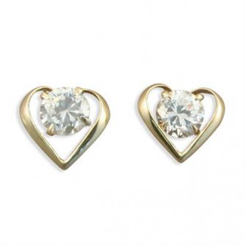 Gold Heart Earrings With Cubic Zirconia - The Christian Gift Company