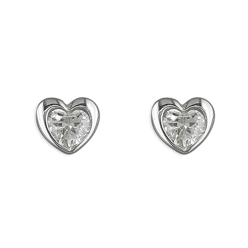 Silver Heart With CZ Earrings - The Christian Gift Company