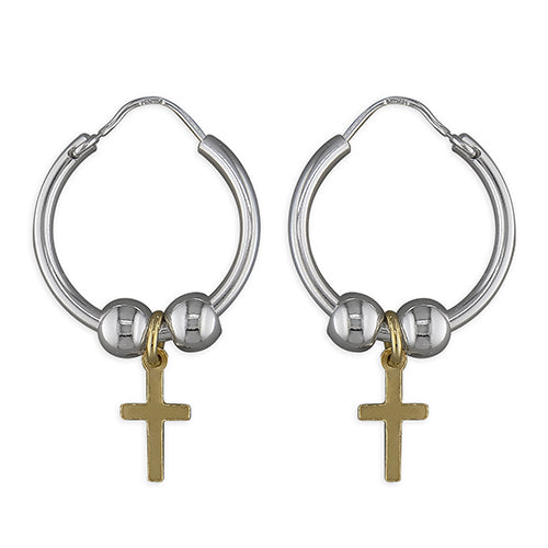 Silver Cross Hoop Earrings - The Christian Gift Company