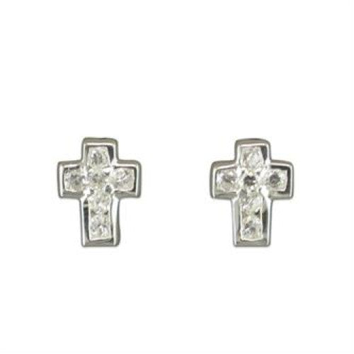 Small Traditional CZ Cross Earrings - The Christian Gift Company