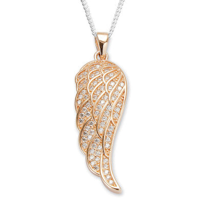 Rose Gold Plated Angel Wing Pendant - The Christian Gift Company