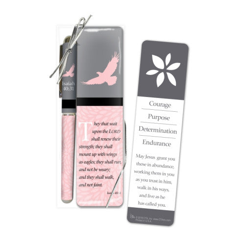 Those Who Hope Pen and Bookmark Set - Pink & Grey - The Christian Gift Company