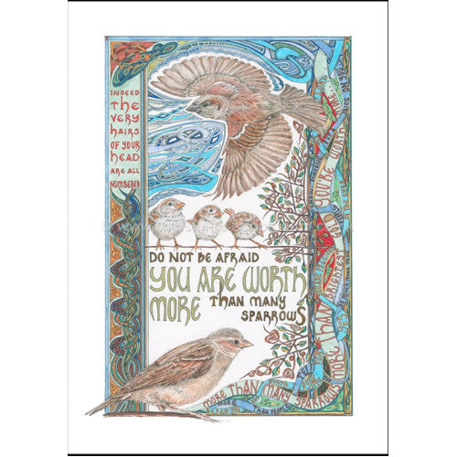 Lindisfarne Scriptorium More Than Sparrows A4 Print Unframed - The Christian Gift Company