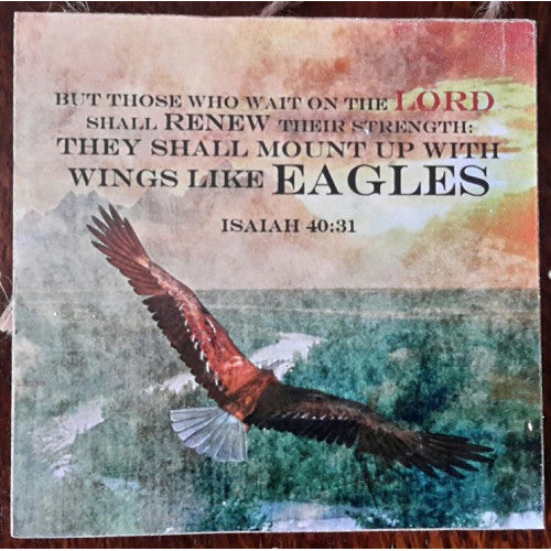Wings Like Eagles Square Mini Plaque - The Christian Gift Company