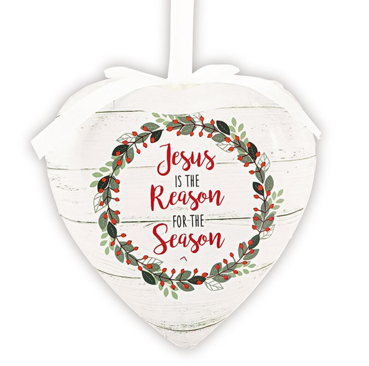 Jesus is the reason - Decoupage heart ornament - The Christian Gift Company
