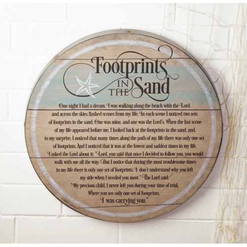 Footprints Barrel Plaque - The Christian Gift Company
