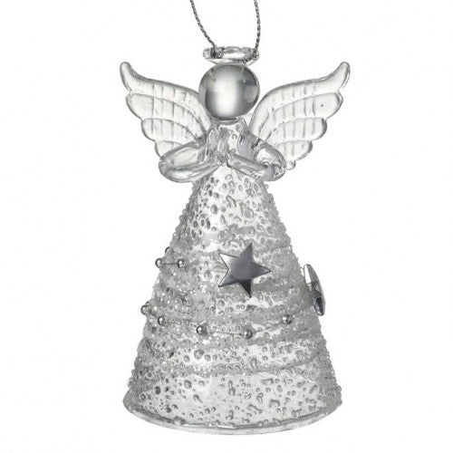 Glass Angel With Silver Star Skirt - The Christian Gift Company