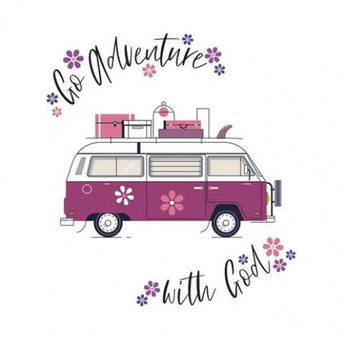 Go Adventure With God Floral Camper Van Print A5 - The Christian Gift Company