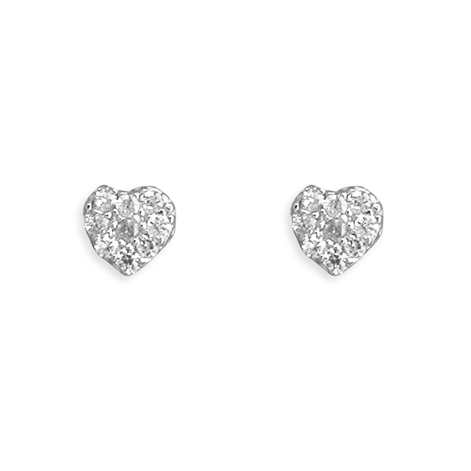 Silver Heart With CZ Earrings
