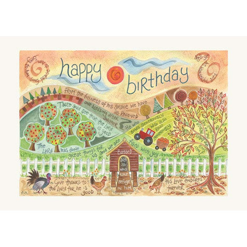 Hannah Dunnett Happy Birthday Farm Card - The Christian Gift Company