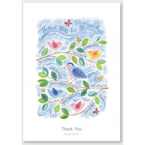 Hannah Dunnett Notecards Thank You Birds - The Christian Gift Company