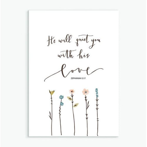 He Will Quiet You A6 Greetings Card - The Christian Gift Company