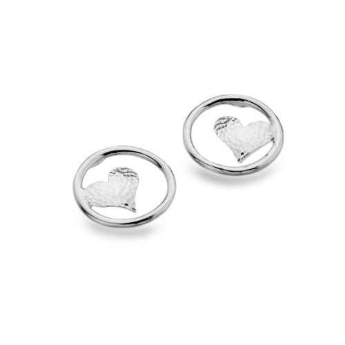 Heart In Circle Silver Stud Earrings - The Christian Gift Company