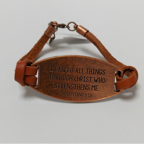 I Can Do All Things Leather And Metal Bracelet - The Christian Gift Company