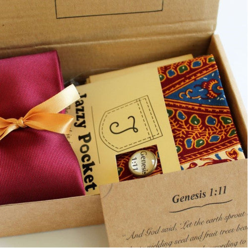 Jazzy Pocket Square - Genesis Pattern - The Christian Gift Company