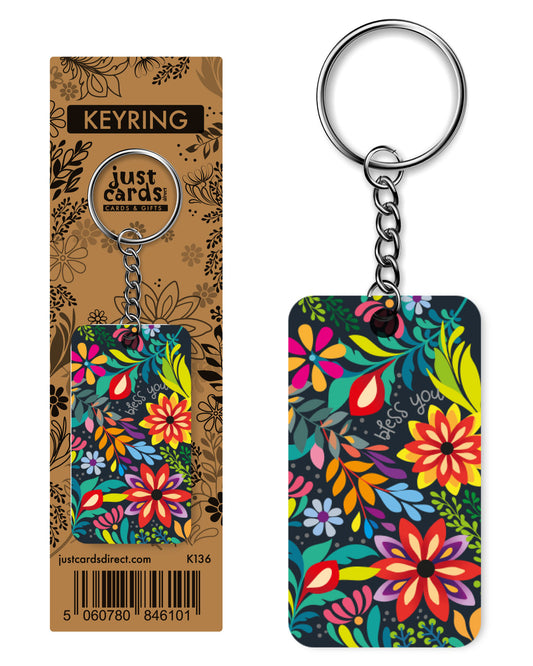 Bless you flowers Keyring