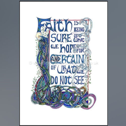 Lindisfarne Scriptorium Faith A4 Print - The Christian Gift Company