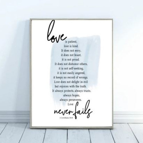 Love Is Patient Word Print A5 Blue - The Christian Gift Company