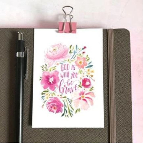 Mini Card: Be Brave Pink Flowers - The Christian Gift Company