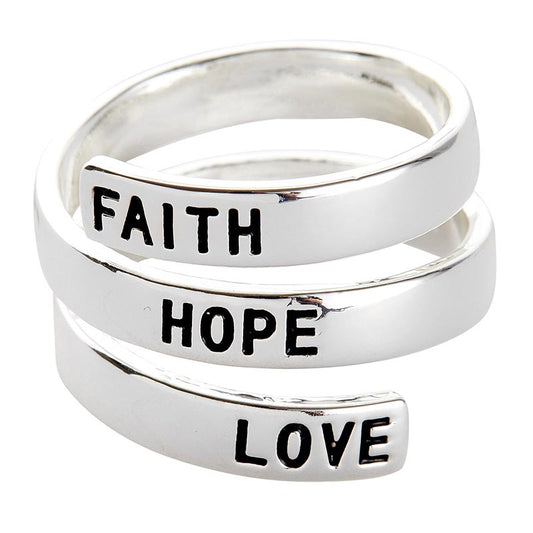 Boxed Wrapped Ring – Faith, Love, Hope - The Christian Gift Company