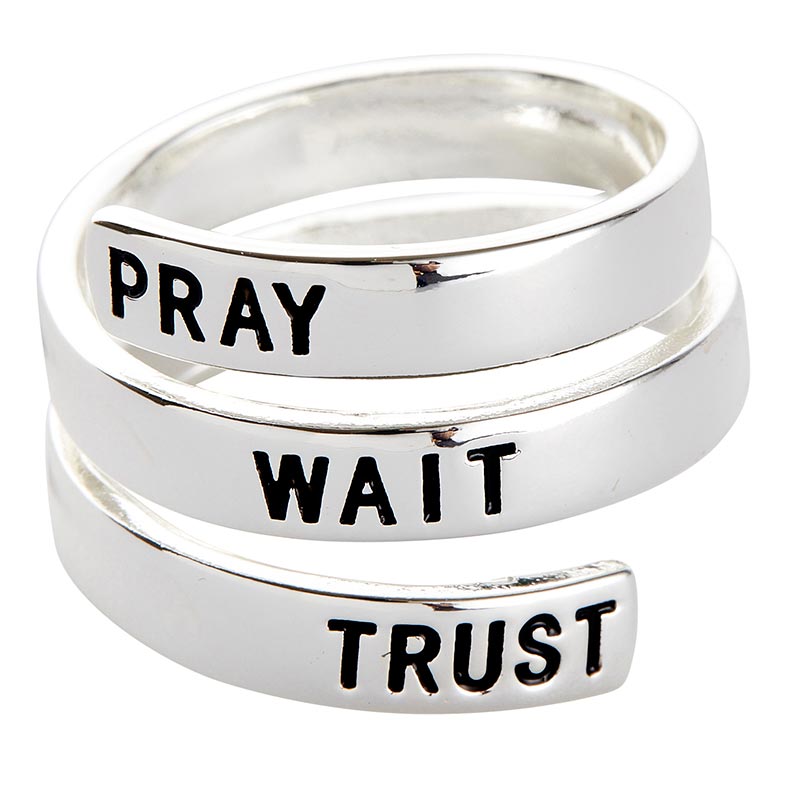 Boxed Wrapped Ring – Pray Wait Trust - The Christian Gift Company