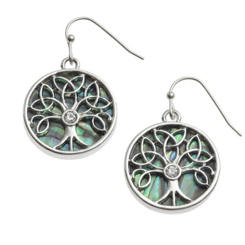 Paua Shell Tree Of Life Earrings - The Christian Gift Company